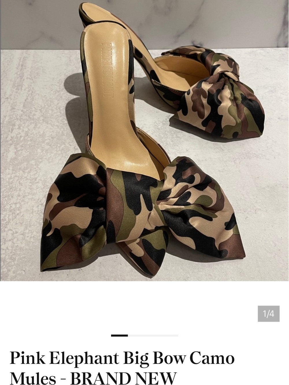Pink Elephant Camo Bow Mules in Green/Brown